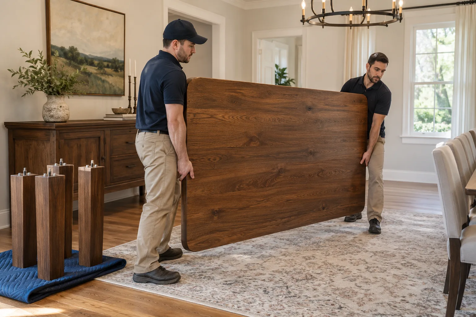 Dining Table Removal being prepared carefully