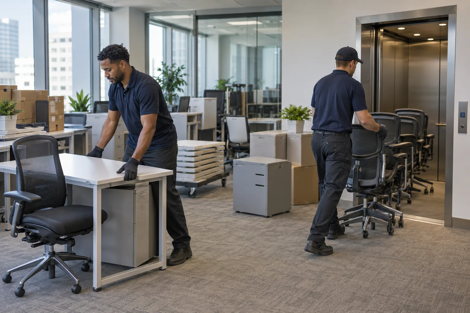 Office Furniture Removal being prepared carefully
